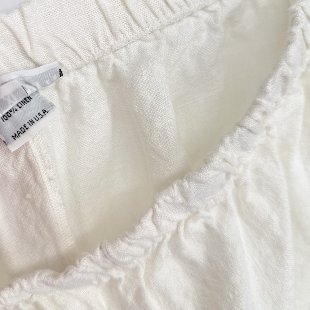 Bryn Walker Womens XL White Linen Wide Leg Crop Cargo Pants Lagenlook Resort USA - Picture 5 of 6